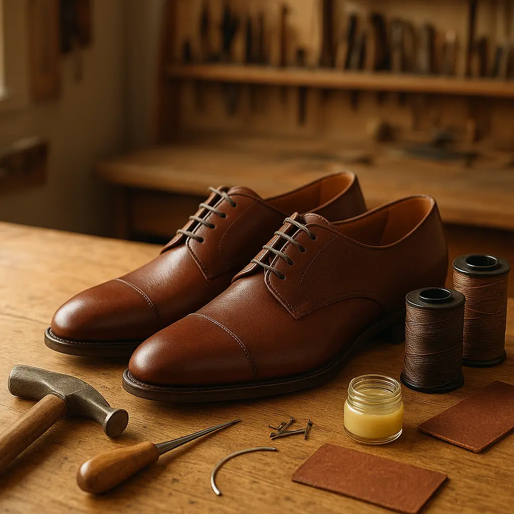 Čistý pracovní stůl v dílně na opravu obuvi